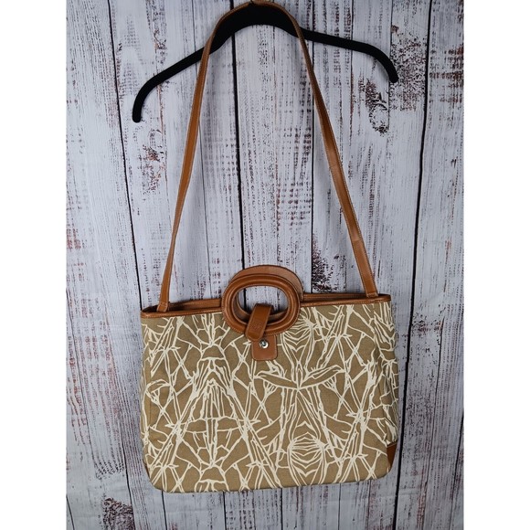 Liz Claiborne Handbags - Liz Clairiborne Tote Bag BORA BORA Large Fabric & Faux Leather Hand  Purse